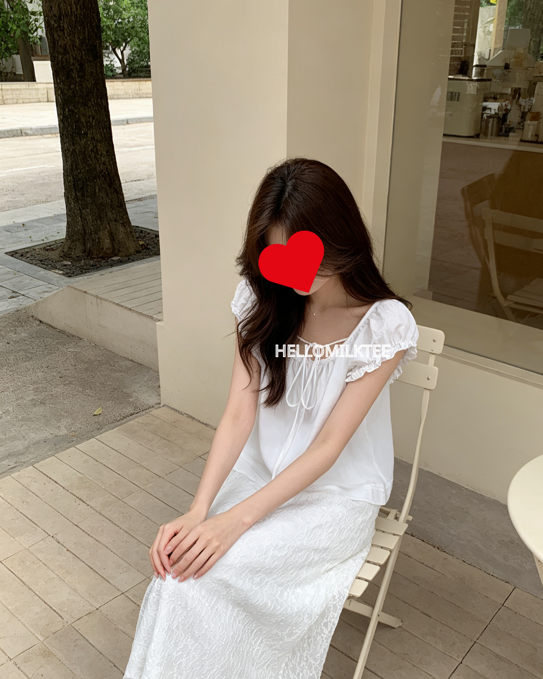 HELLO MILK TEE- 86708   簡約花邊衫