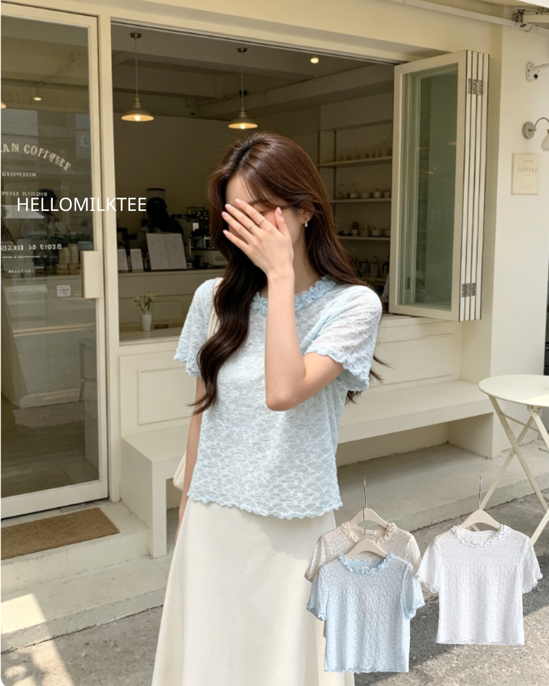 HELLO MILK TEE- 86634  設計感小衫
