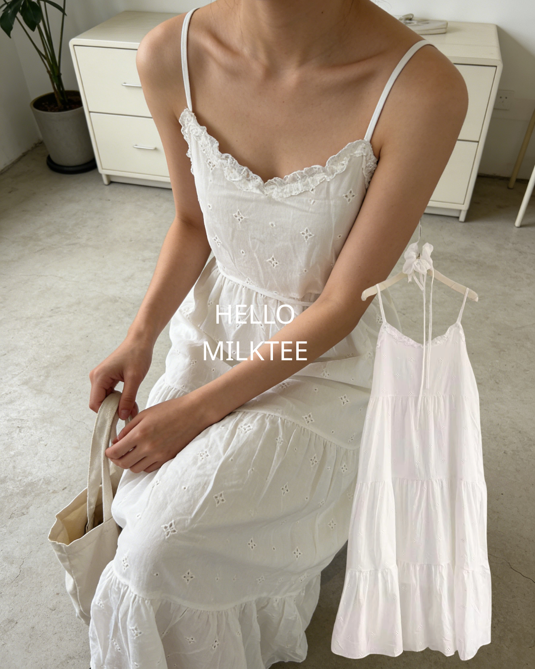 HELLO MILK TEE- 86282 韓系吊帶裙