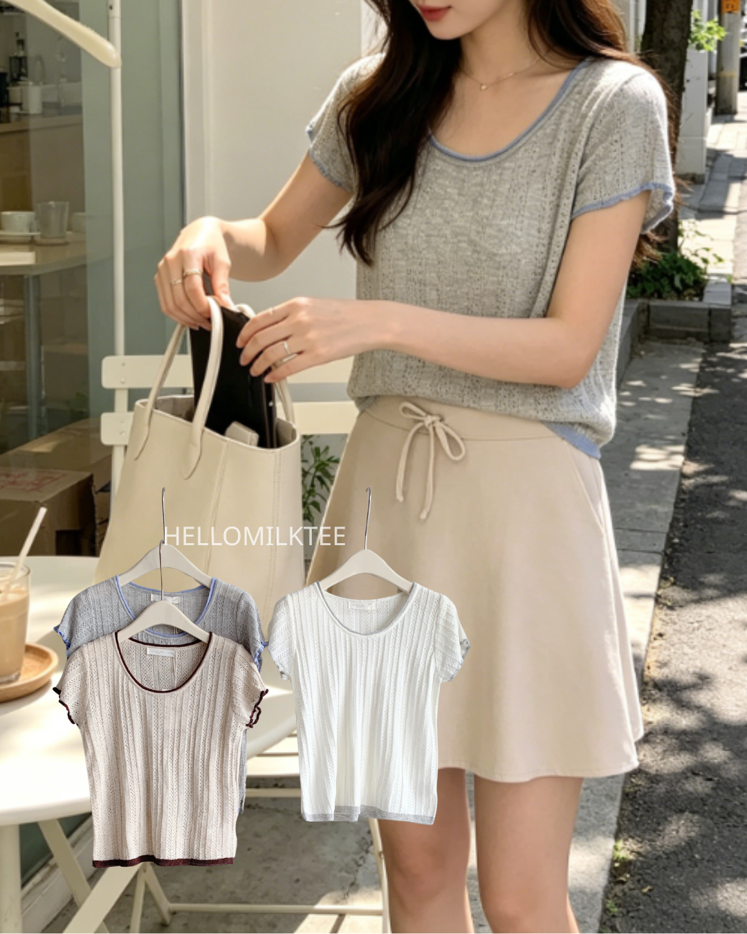 HELLO MILK TEE- 86655   圓領上衣