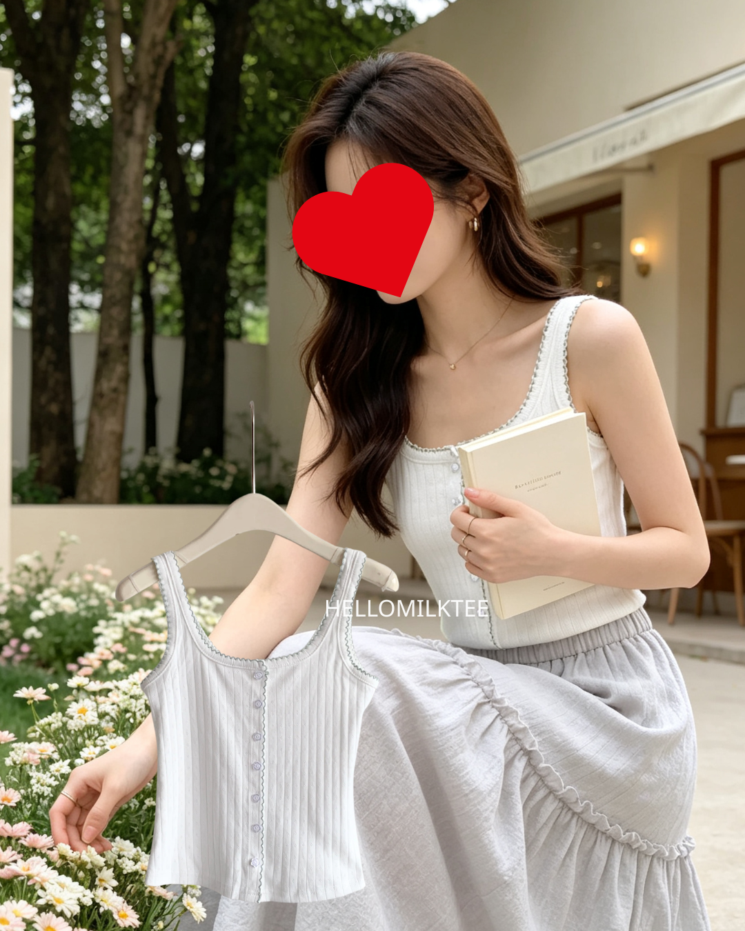 HELLO MILK TEE- 86689   無袖背心衫