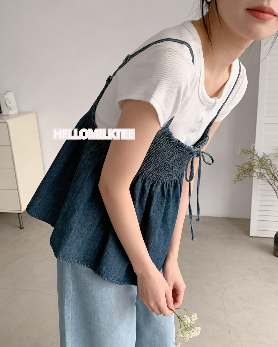 HELLO MILK TEE- 86232 牛仔上衣