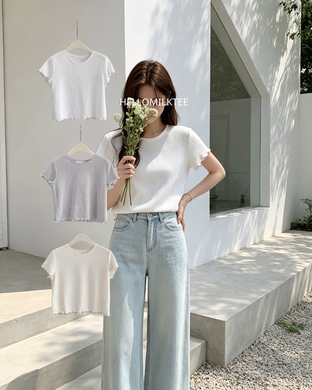 HELLO MILK TEE- 86687   圓領上衣
