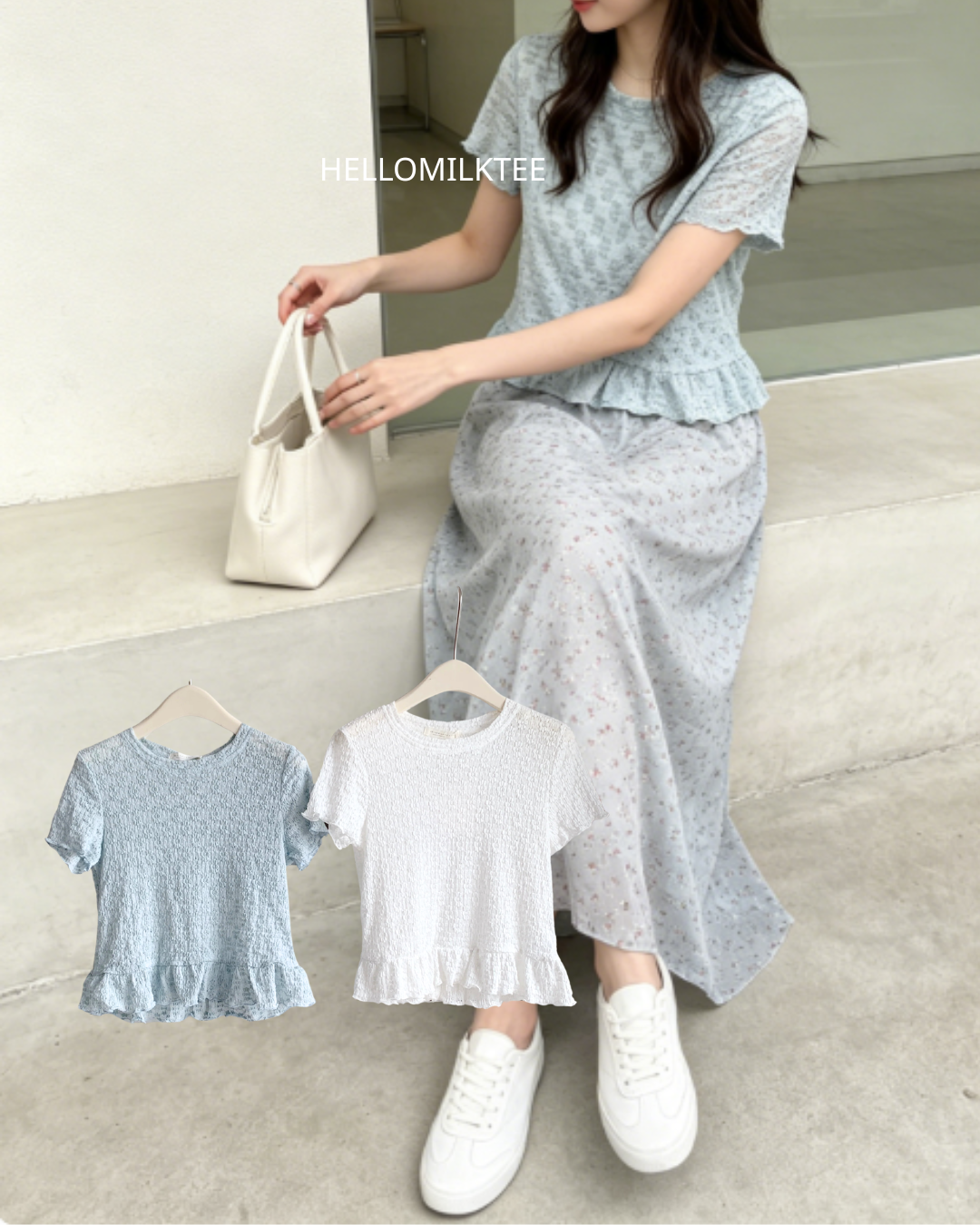 HELLO MILK TEE- 86510  韓系小衫