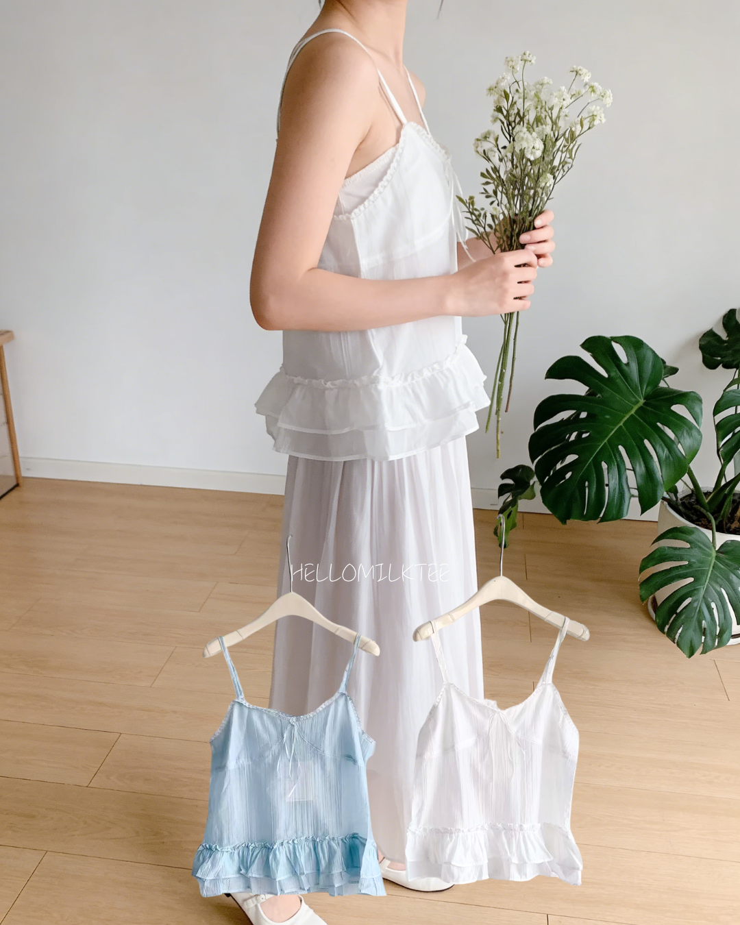 HELLO MILK TEE- 86036 韓系吊帶衫