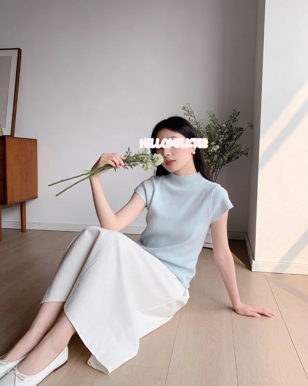 HELLO MILK TEE- 86054 高領短袖