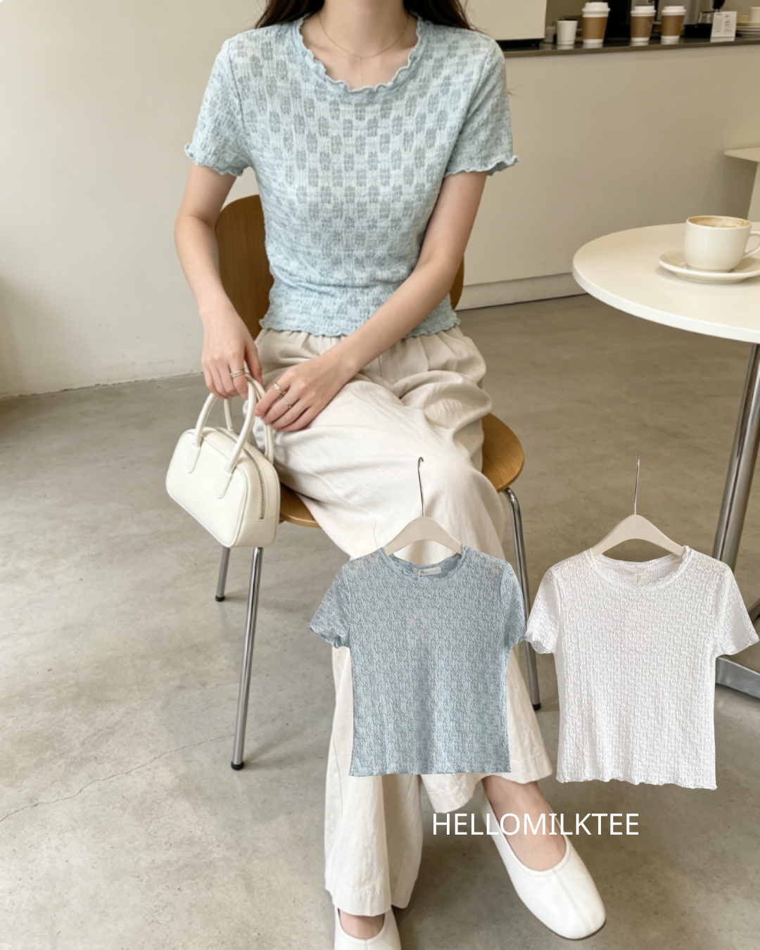 HELLO MILK TEE- 86508  圓領短袖衫