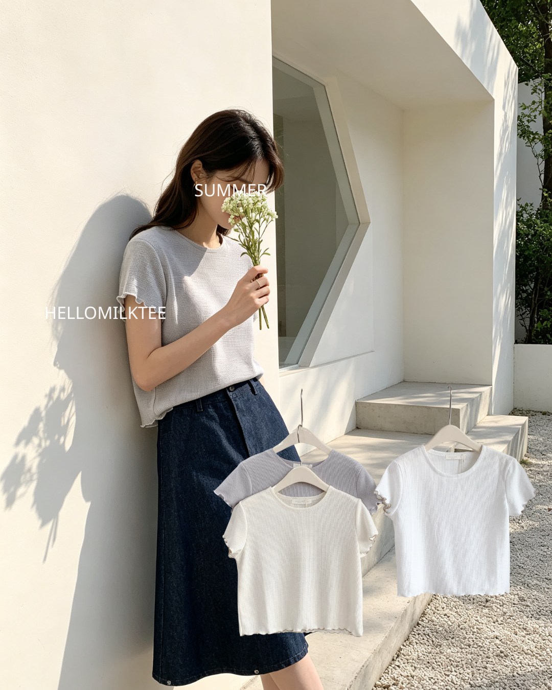 HELLO MILK TEE- 86687   圓領上衣