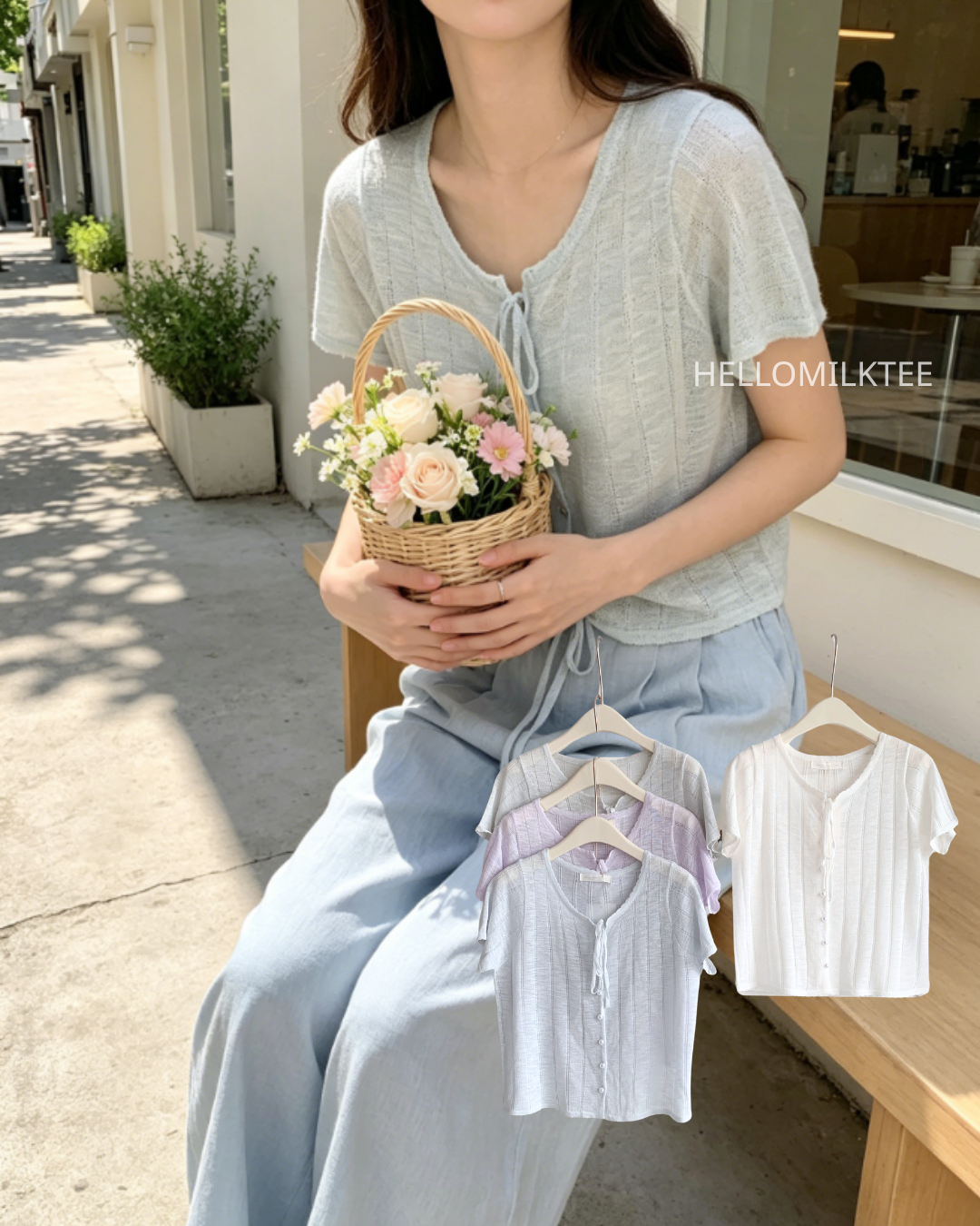 HELLO MILK TEE- 86652   法式小衫