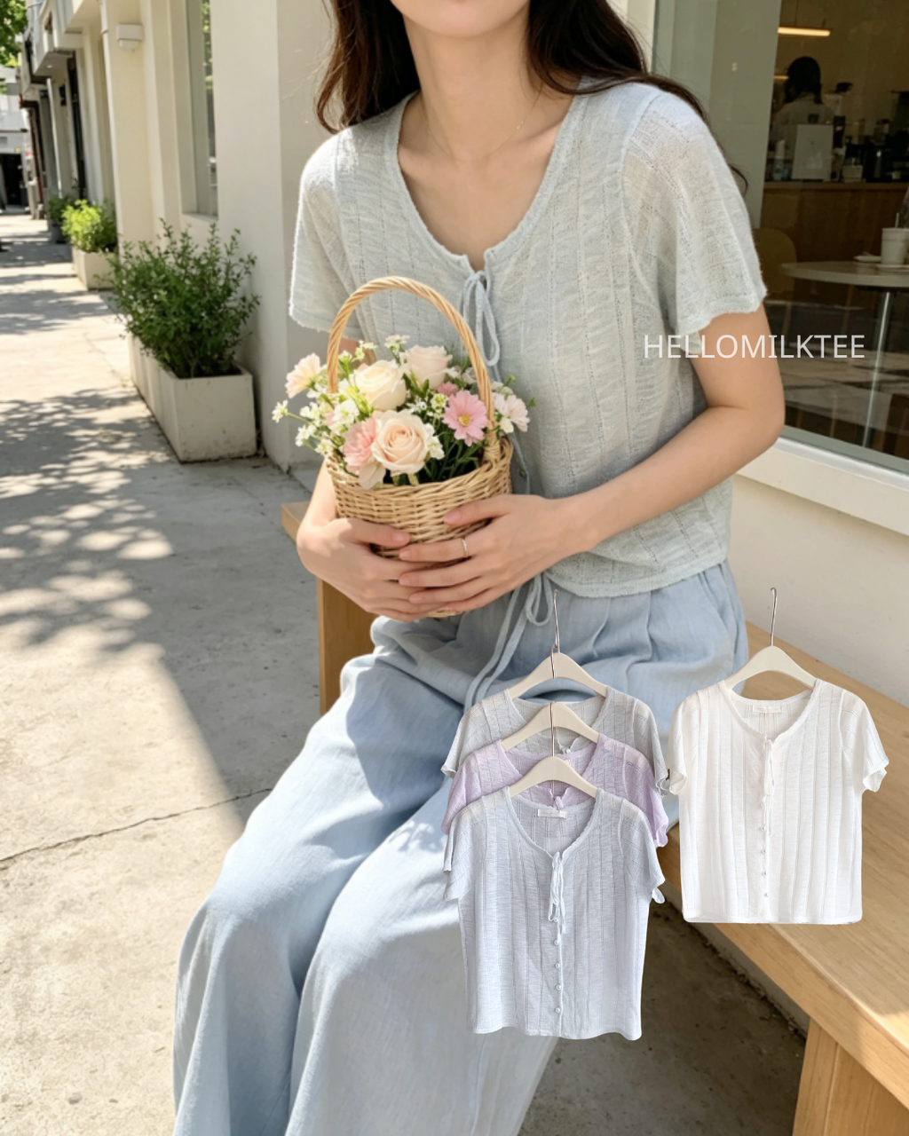 HELLO MILK TEE- 86652   法式小衫