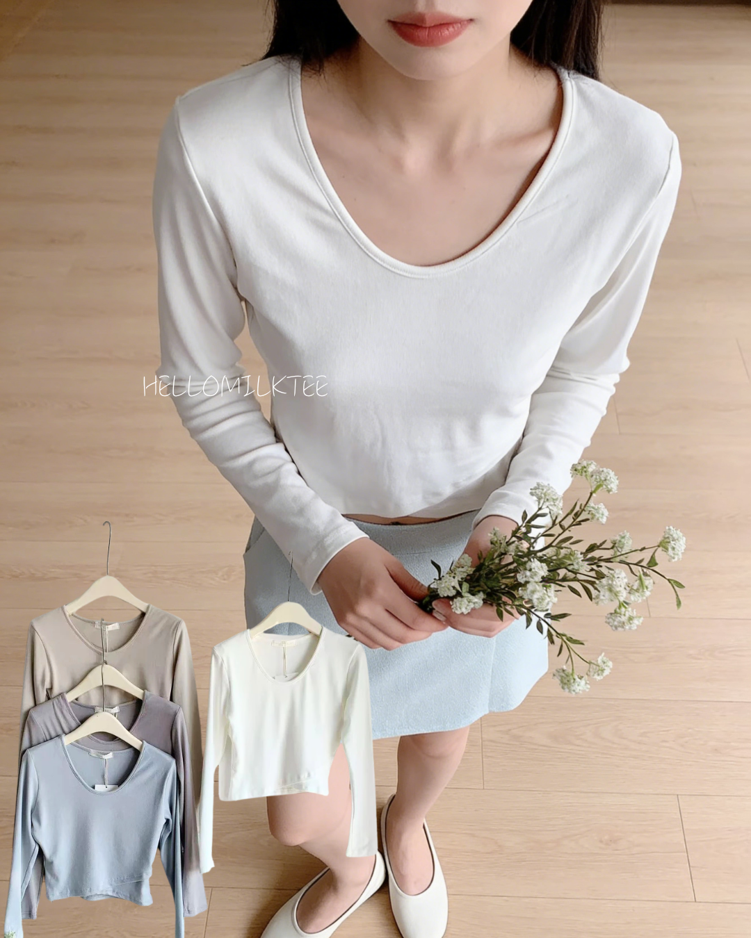 HELLO MILK TEE- 86022 圓領上衣