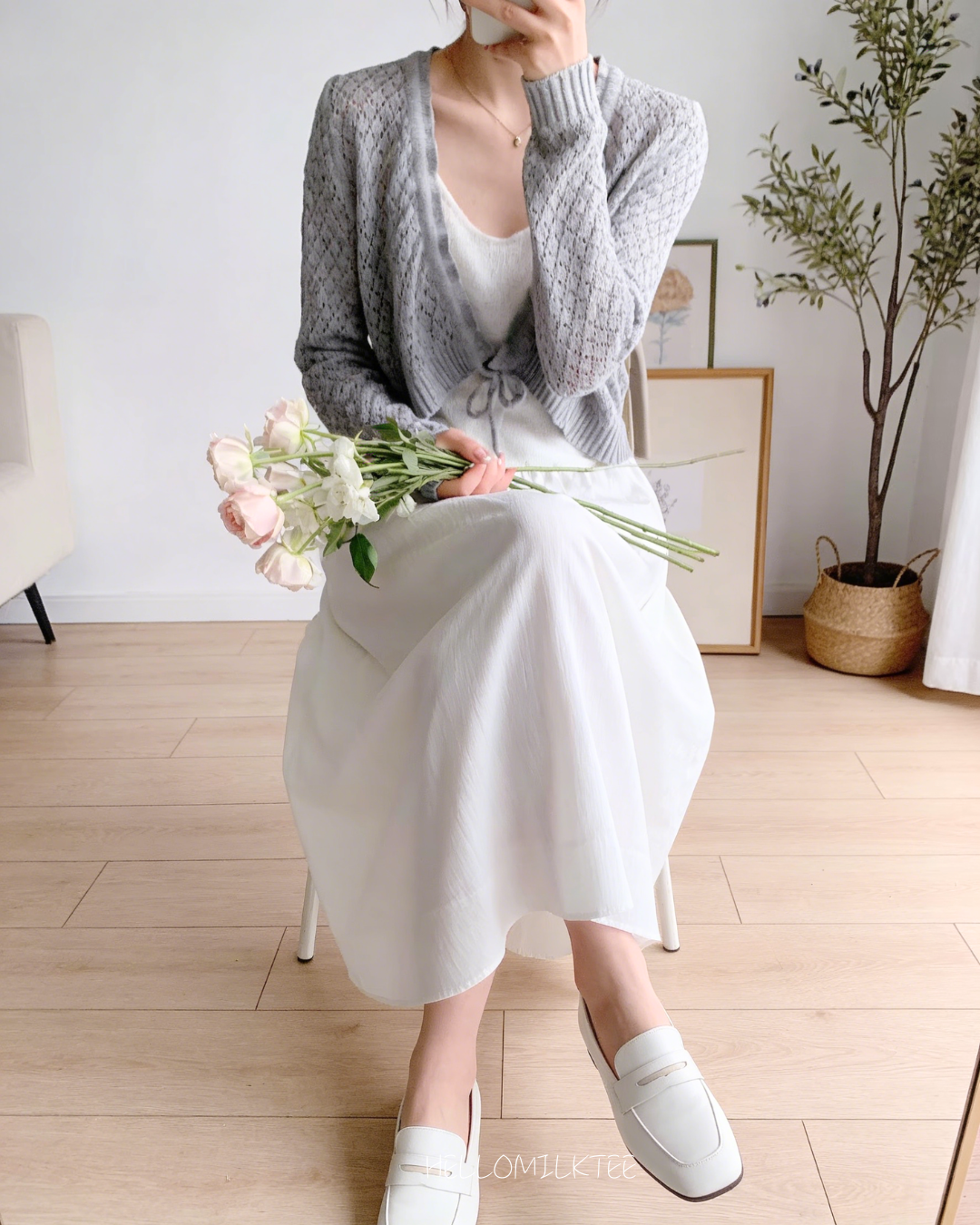 HELLO MILK TEE- 86060 抽繩開衫