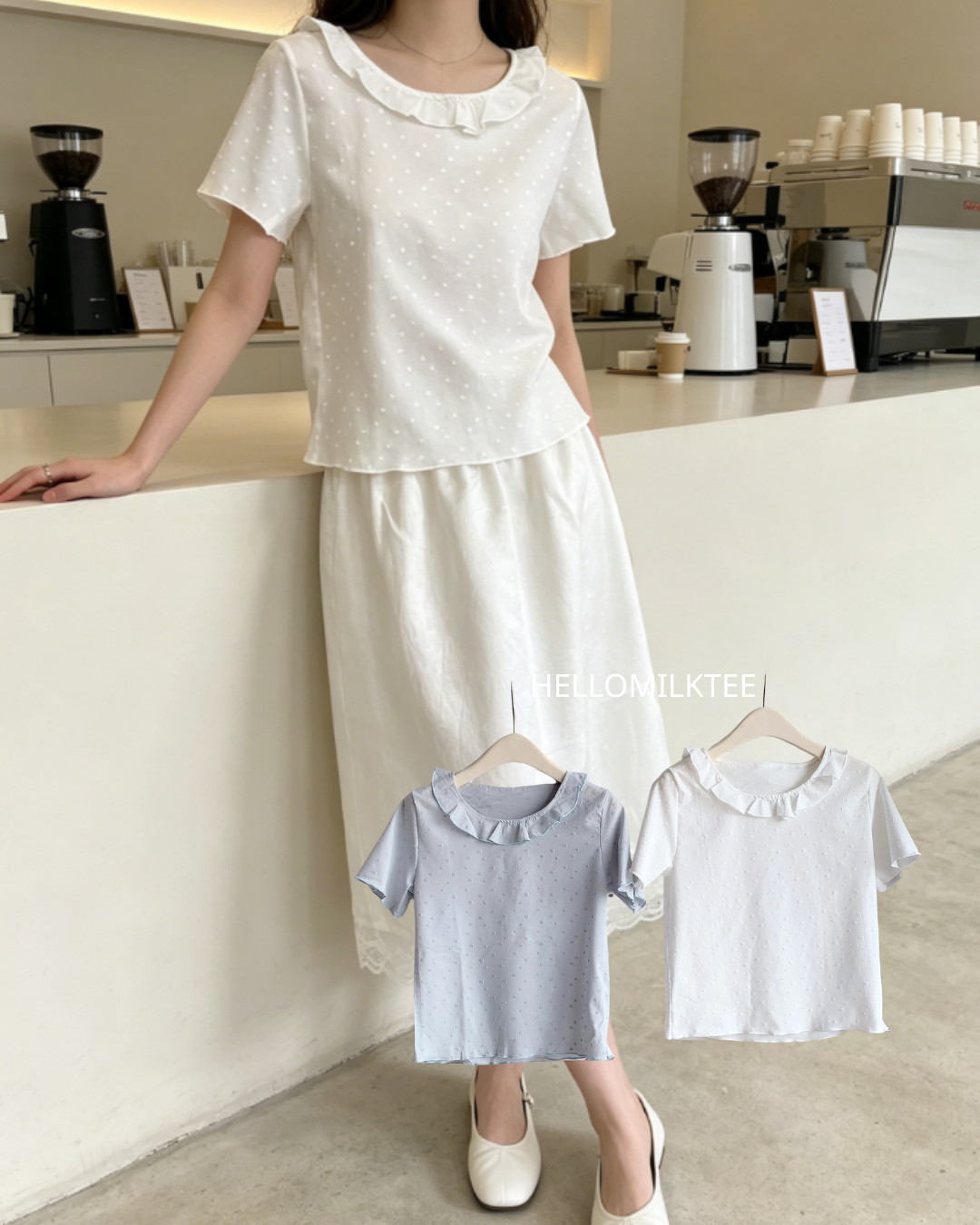 HELLO MILK TEE- 86480  法式小衫