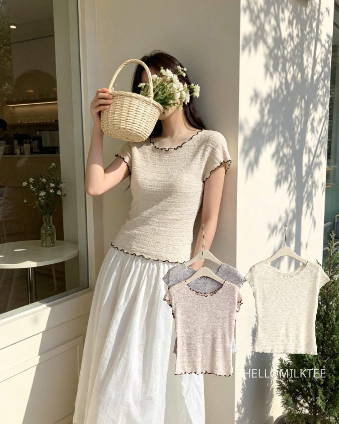 HELLO MILK TEE- 86658   簡約上衣