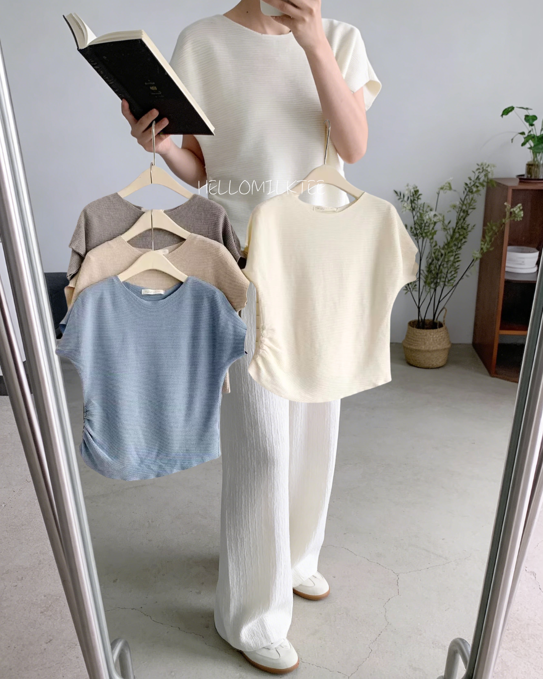 HELLO MILK TEE- 86185 旁扣子小衫