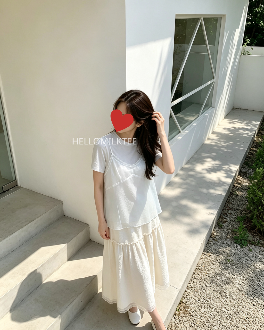 HELLO MILK TEE- 86624   短袖兩件套