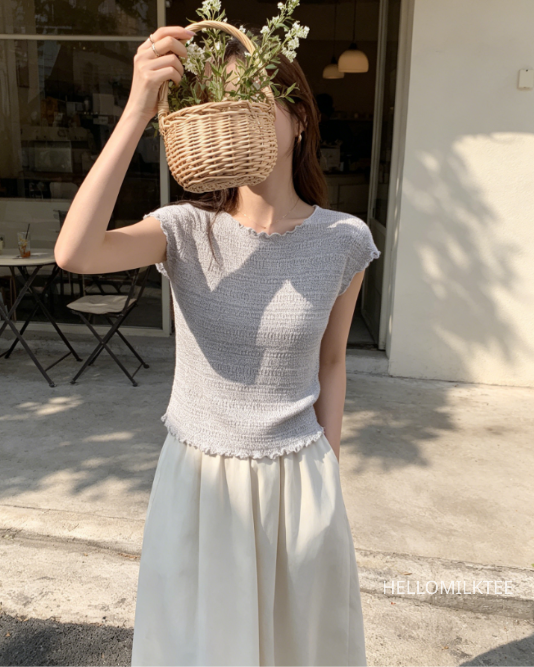 HELLO MILK TEE- 86658   簡約上衣