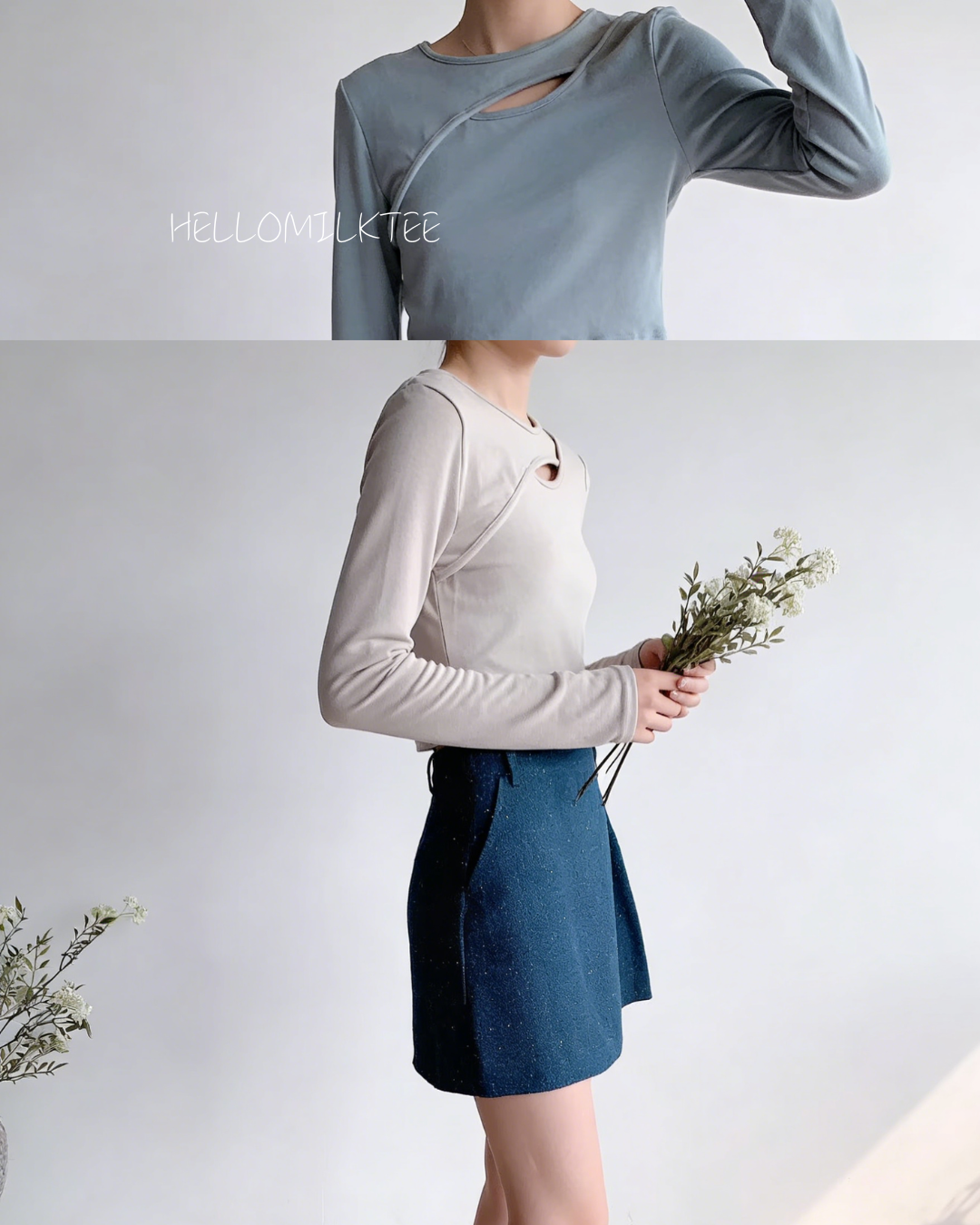 HELLO MILK TEE- 86029 鏤空上衣