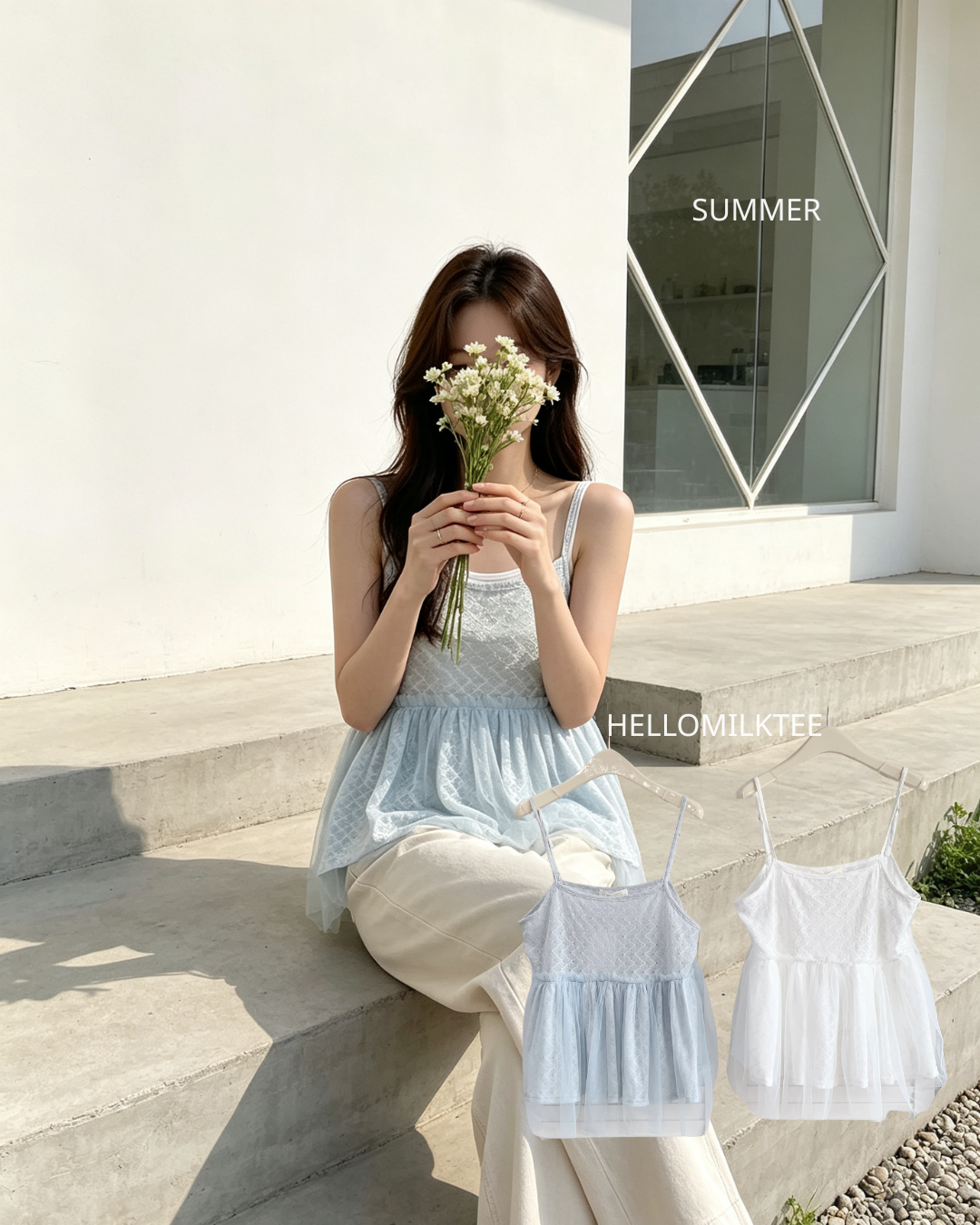 HELLO MILK TEE- 86683   吊帶上衣