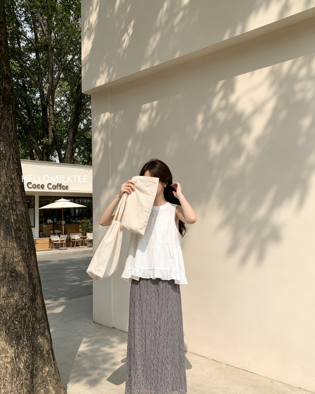 HELLO MILK TEE- 86718   純色半裙