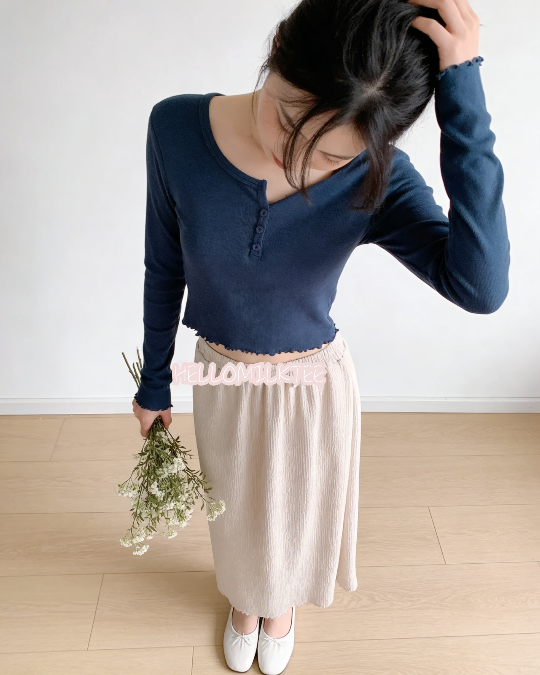 HELLO MILK TEE- 86024 純色上衣