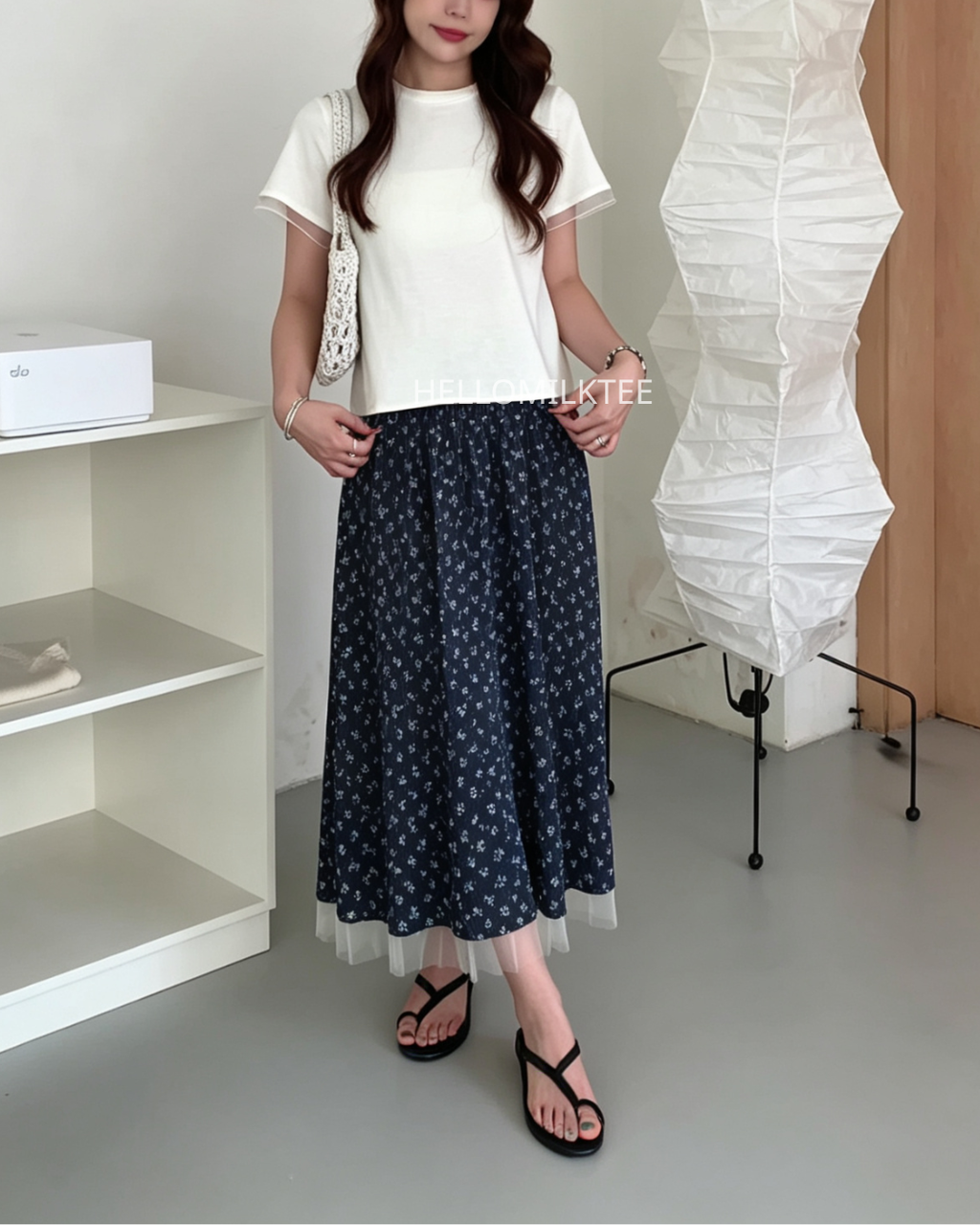 HELLO MILK TEE- 86637  質感半裙