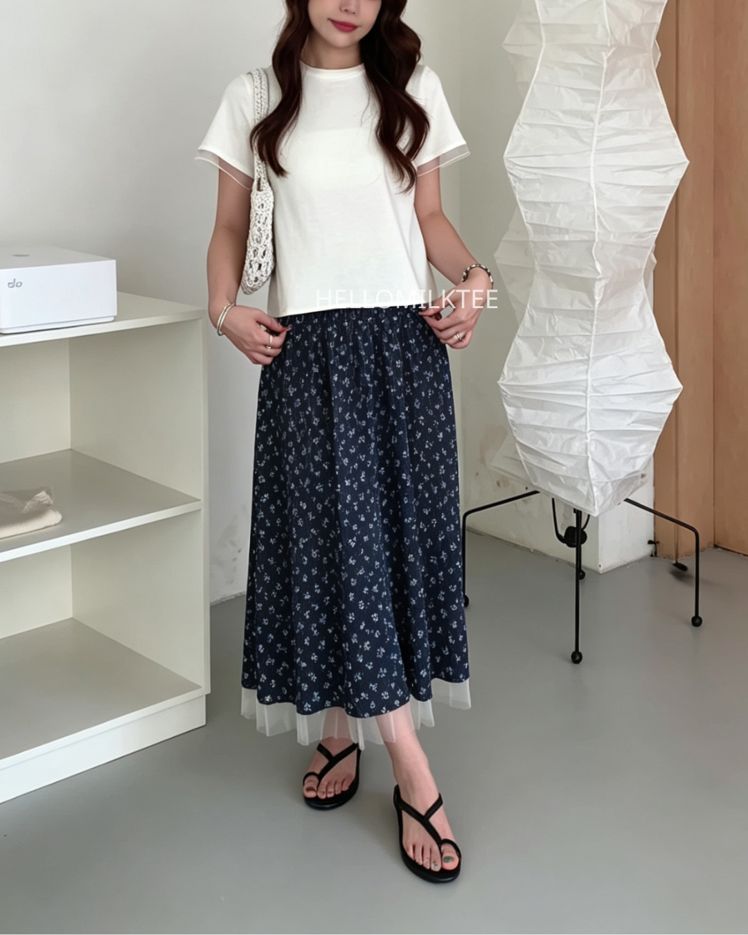 HELLO MILK TEE- 86637  質感半裙