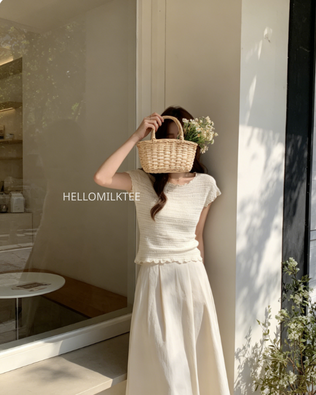 HELLO MILK TEE- 86658   簡約上衣