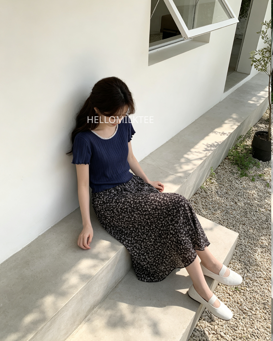 HELLO MILK TEE- 86663   韓系半裙