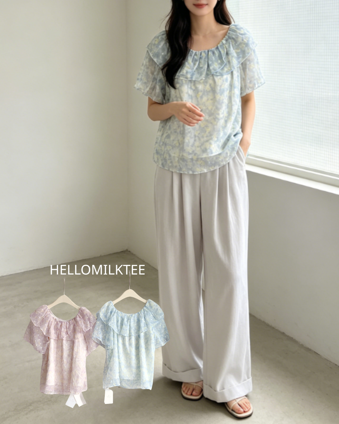 HELLO MILK TEE- 86540  仙氣小衫