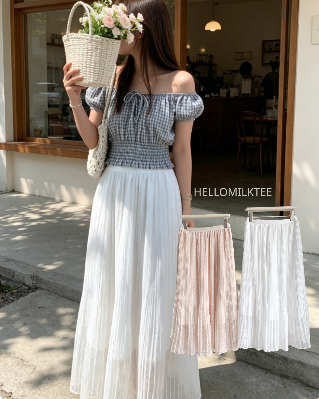 HELLO MILK TEE- 86640   韓系半裙