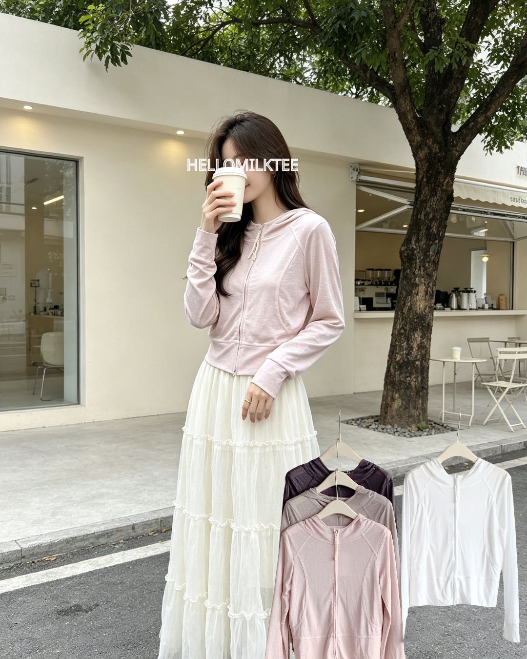 HELLO MILK TEE- 86693   防曬開衫
