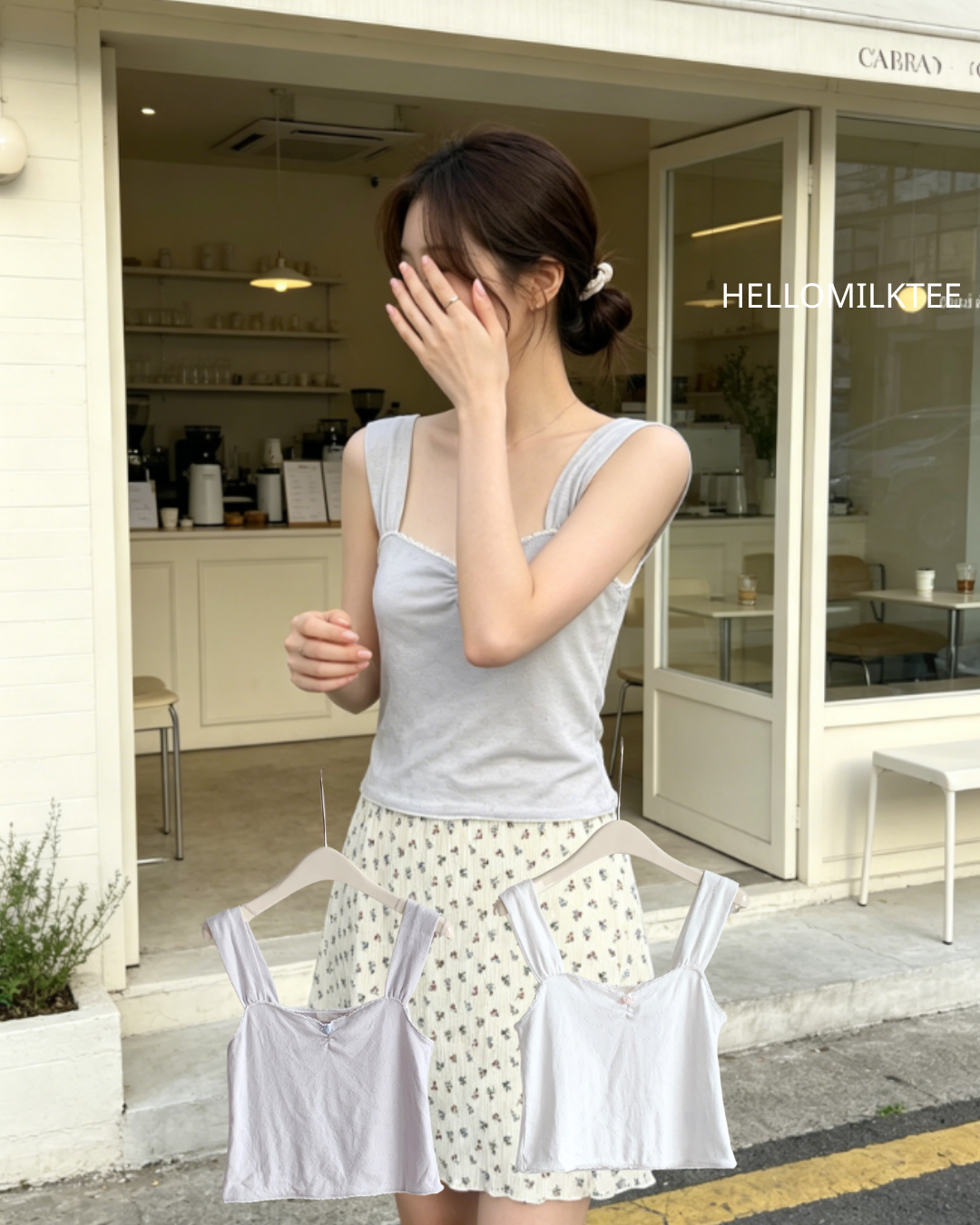HELLO MILK TEE- 86635  韓系背心衫