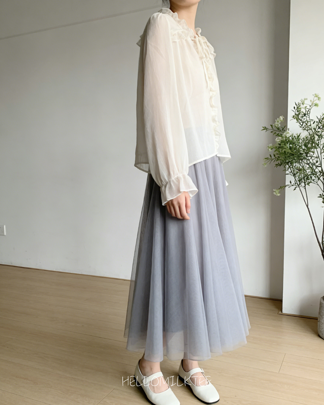 HELLO MILK TEE- 86106 網紗半裙