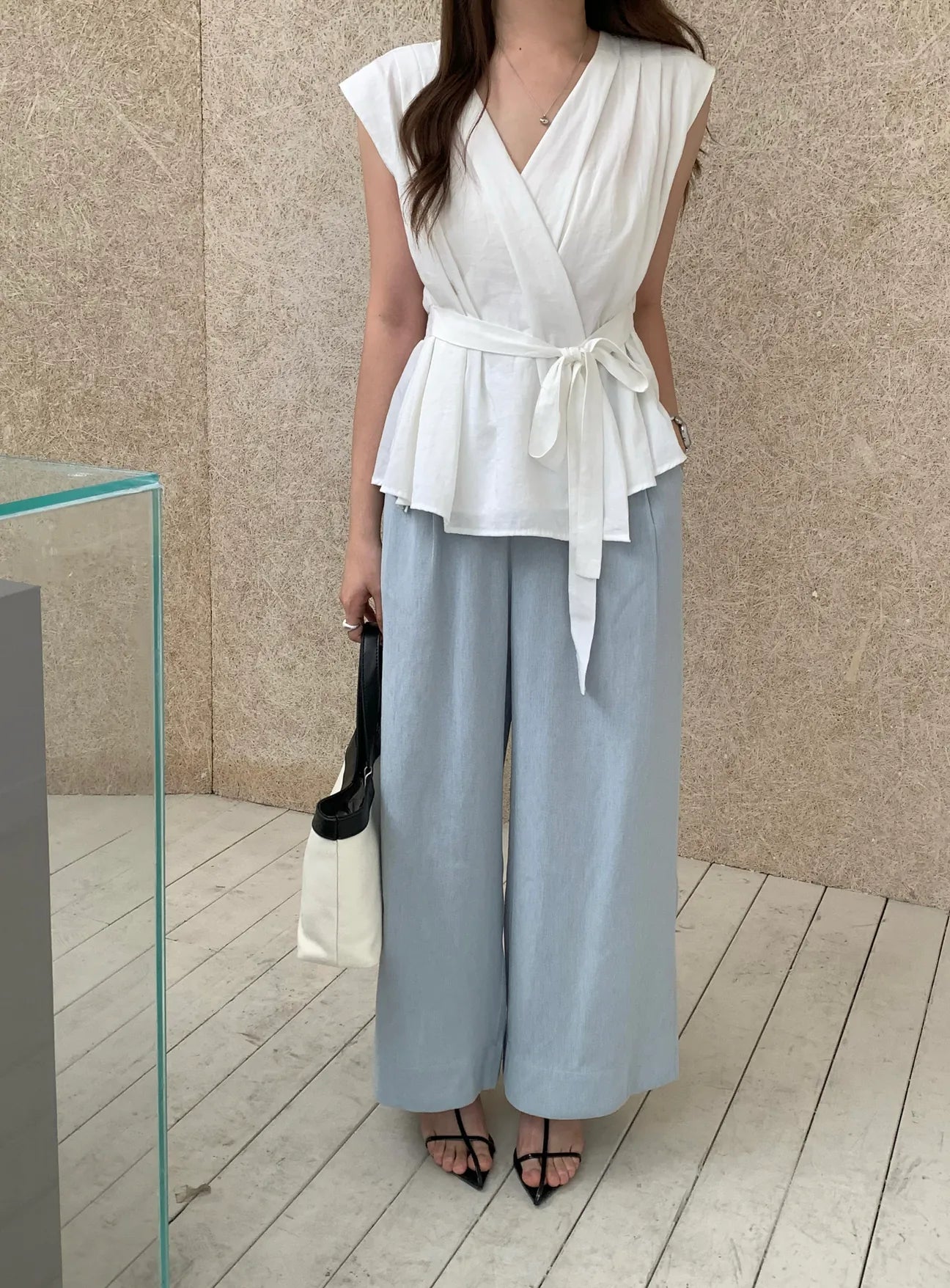 HELLO MILK TEE- 85187 綁帶上衣