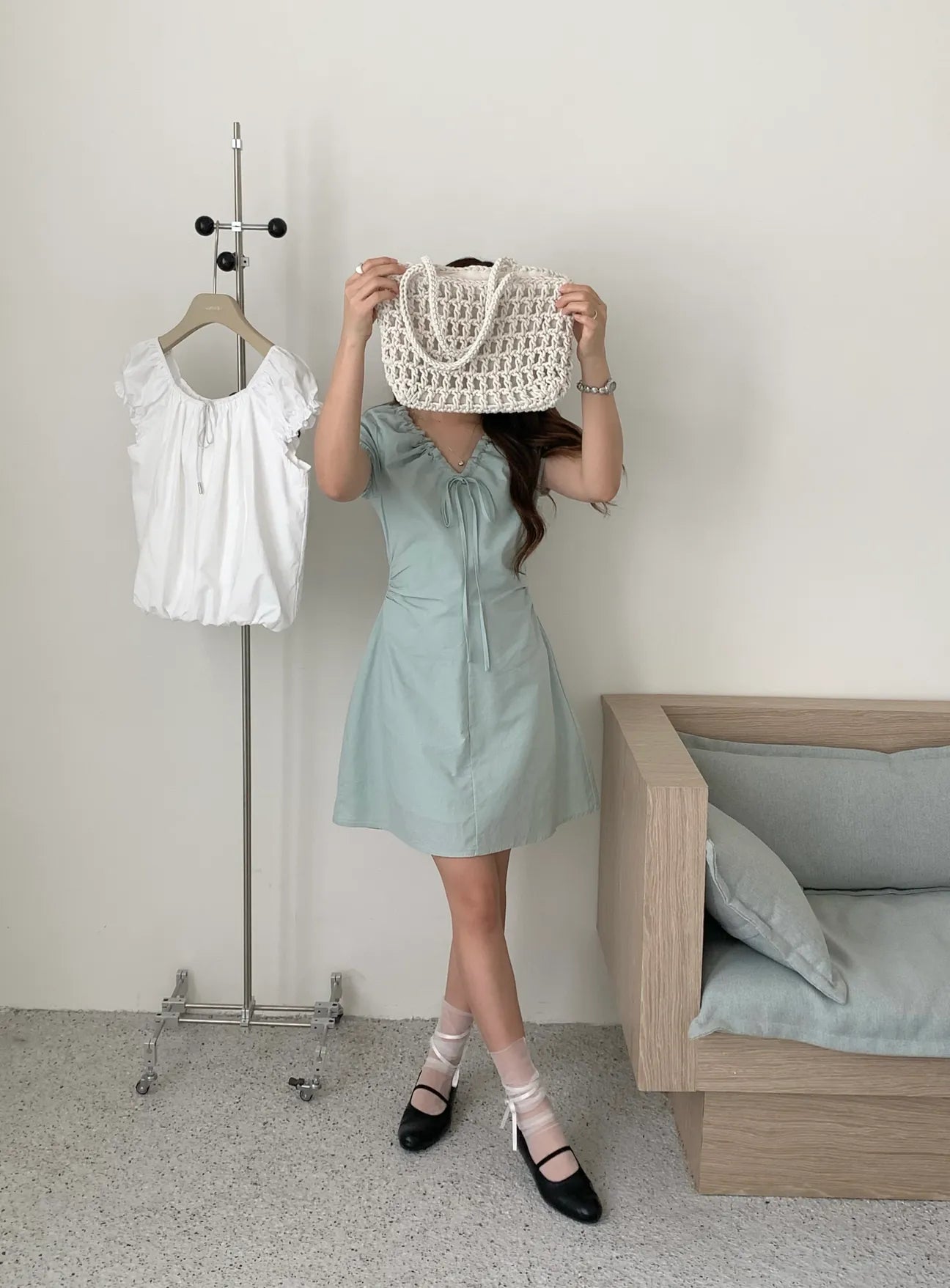 HELLO MILK TEE- 85130 抽繩連衣裙