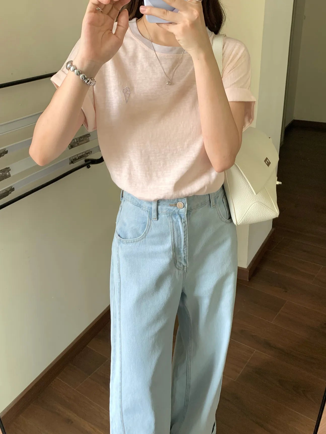HELLO MILK TEE- 85242 刺繡撞色衫
