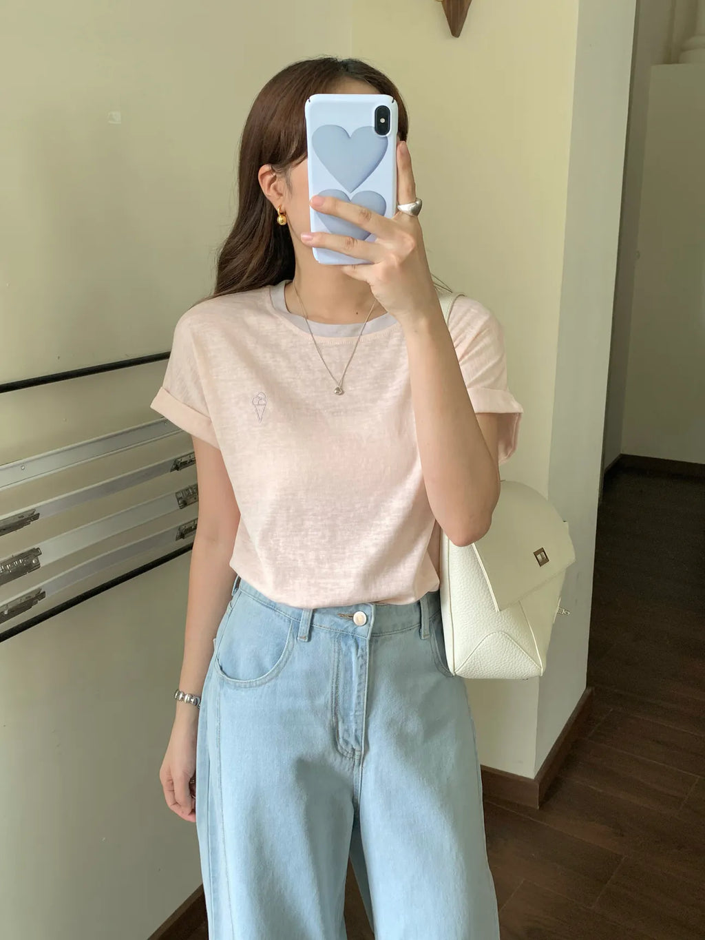 HELLO MILK TEE- 85242 刺繡撞色衫