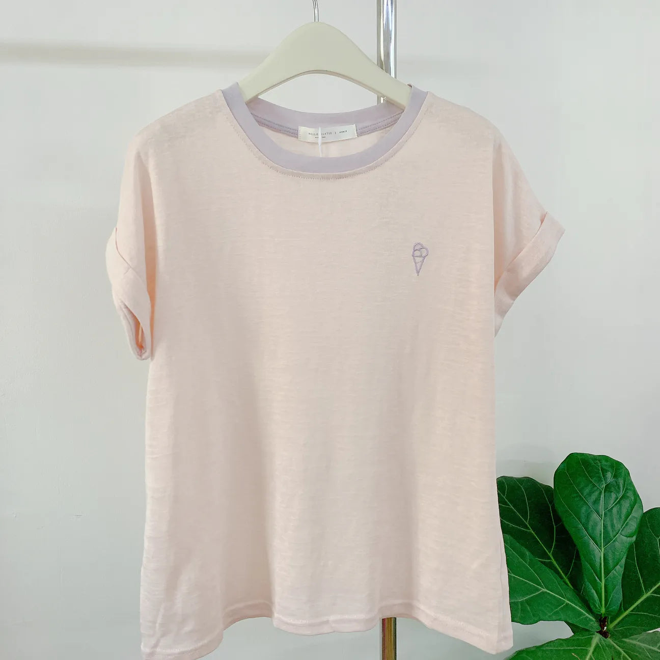 HELLO MILK TEE- 85242 刺繡撞色衫