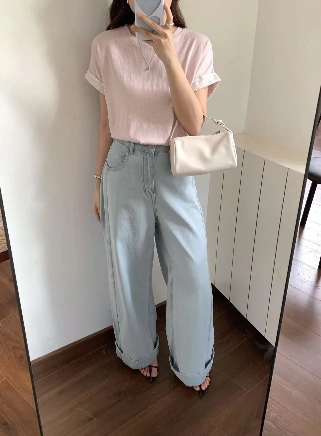 HELLO MILK TEE-85243 蕾絲袖上衣