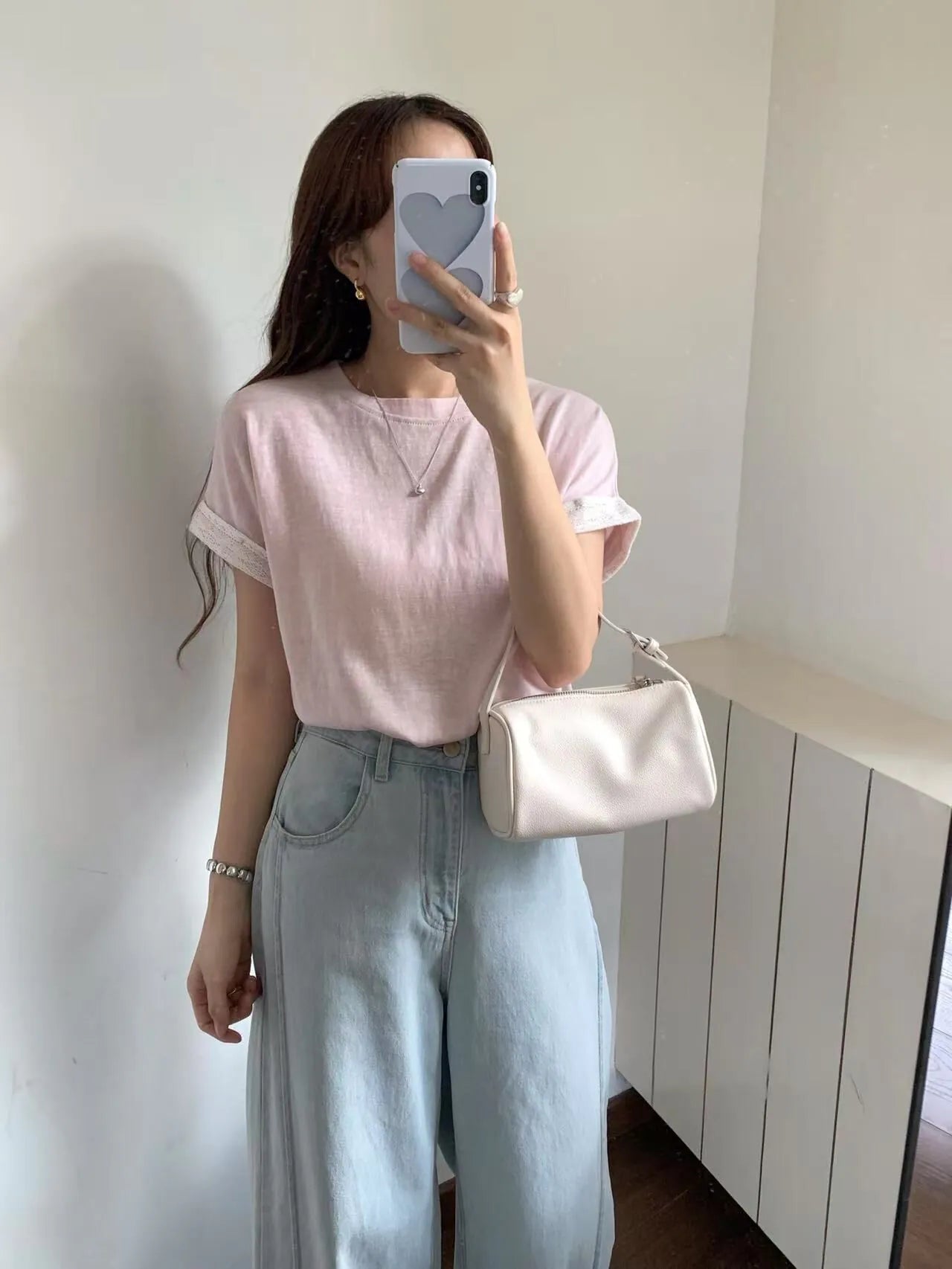 HELLO MILK TEE-85243 蕾絲袖上衣