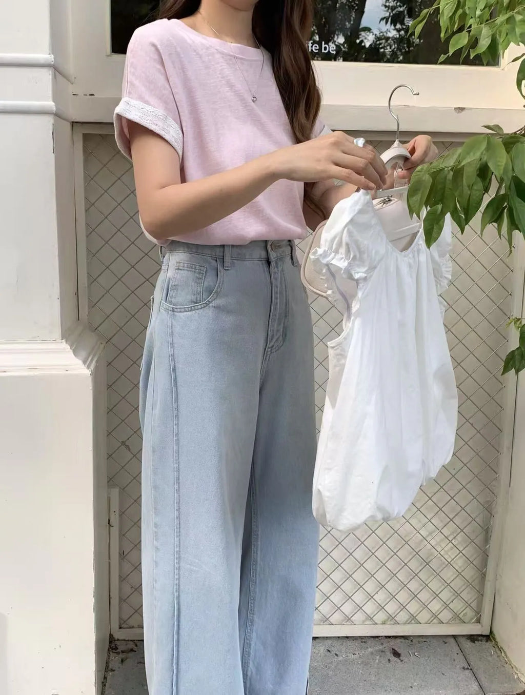 HELLO MILK TEE-85243 蕾絲袖上衣