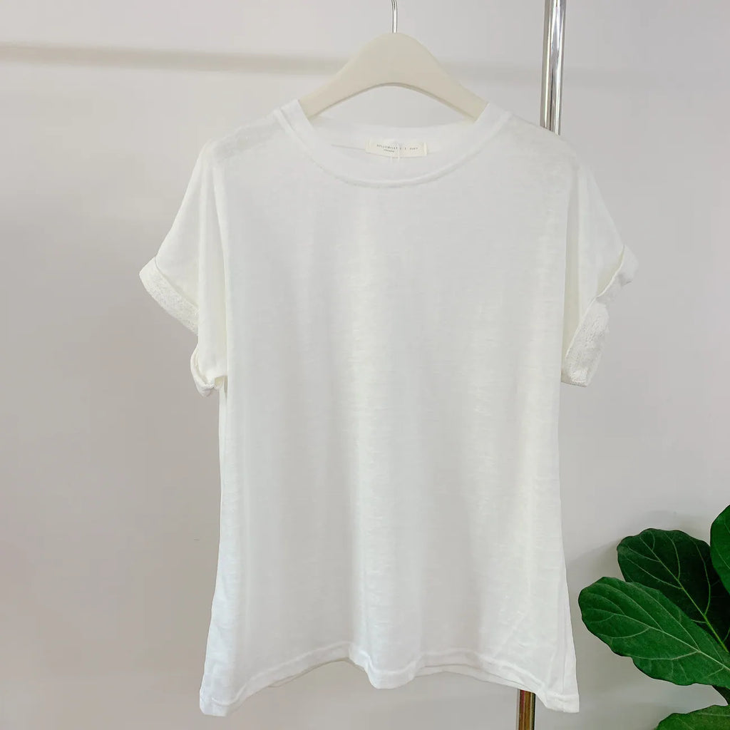 HELLO MILK TEE-85243 蕾絲袖上衣