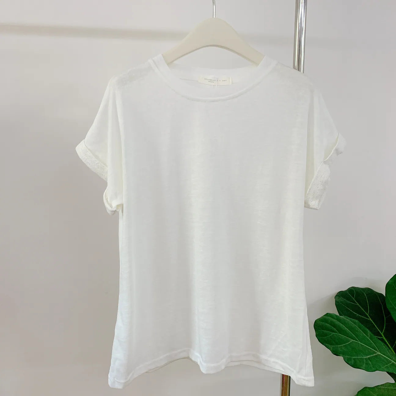 HELLO MILK TEE-85243 蕾絲袖上衣