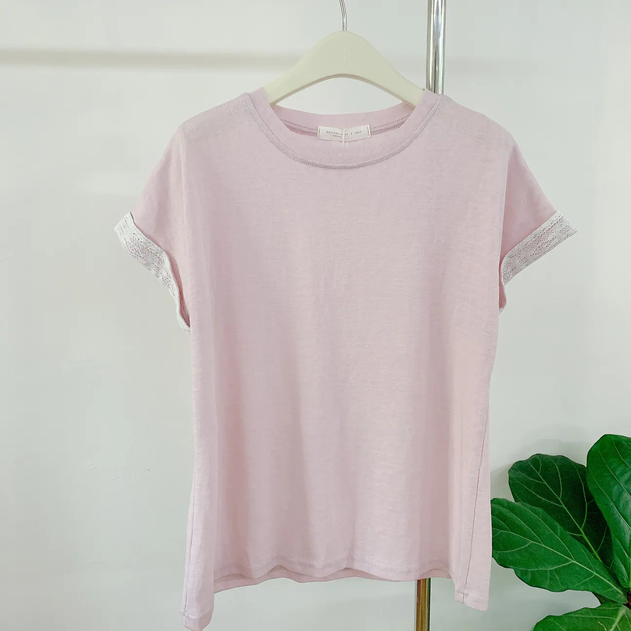 HELLO MILK TEE-85243 蕾絲袖上衣