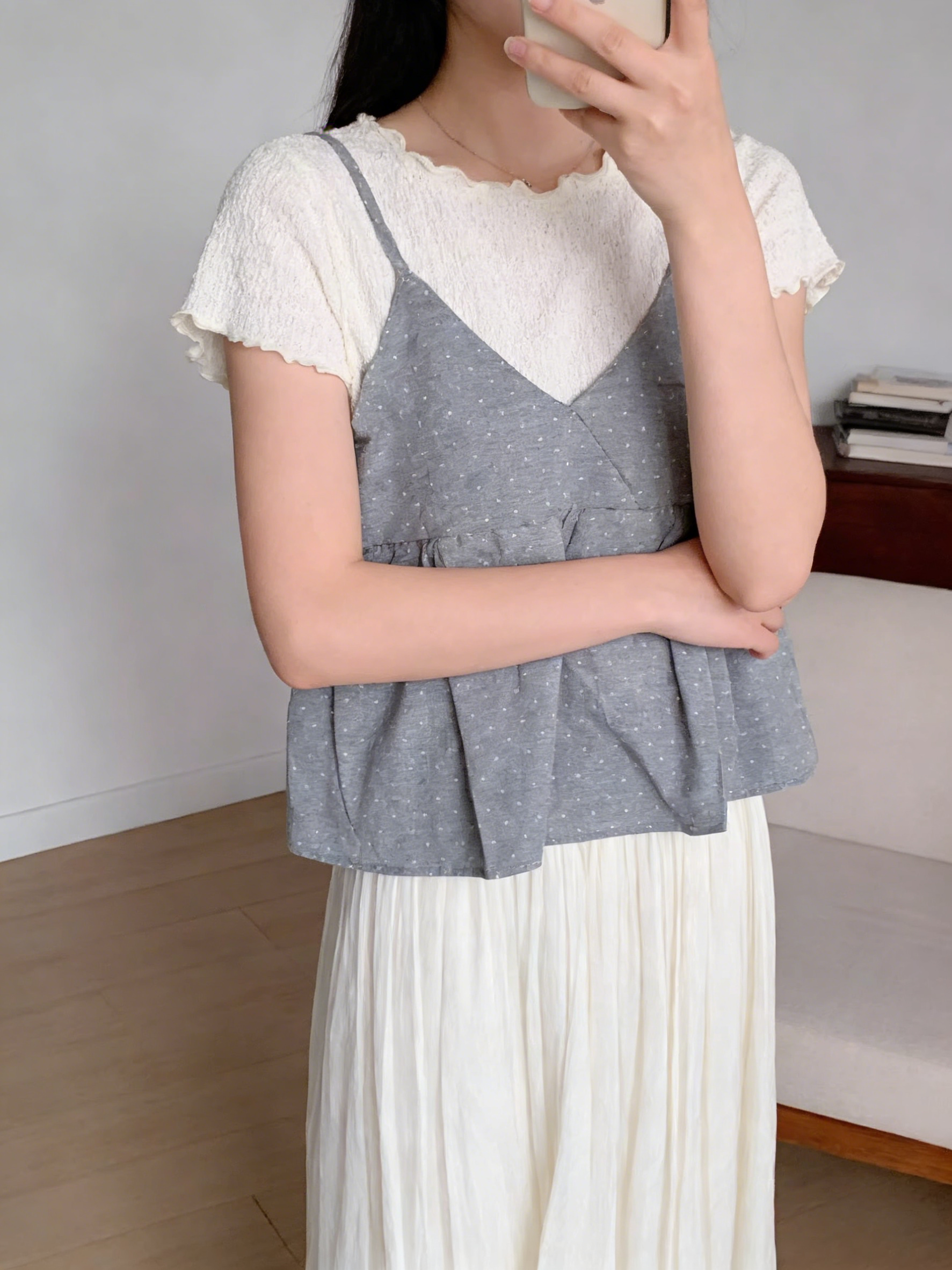 HELLO MILK TEE- 86041 質感半裙