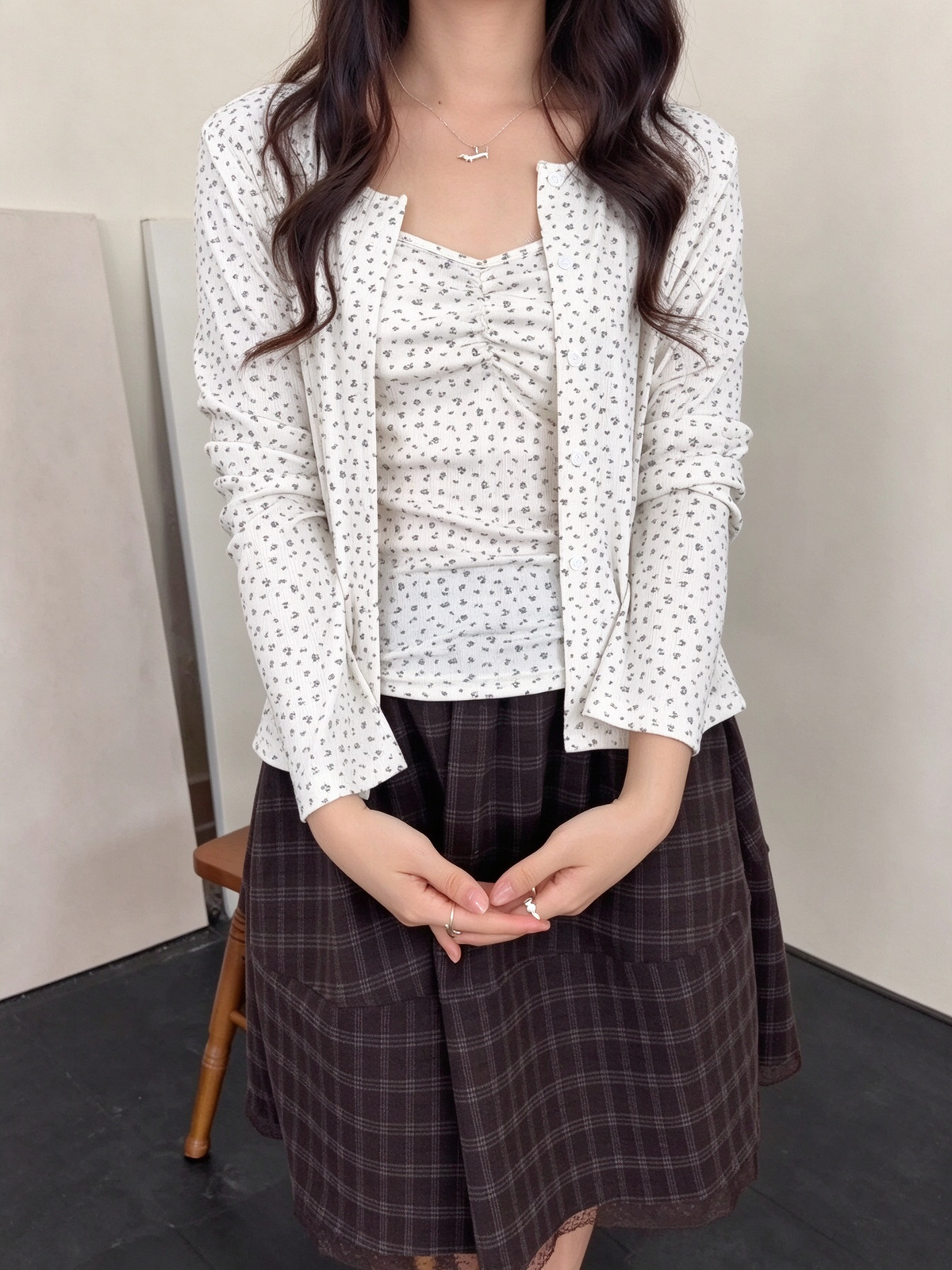 HELLO MILK TEE- 86976 碎花兩件套