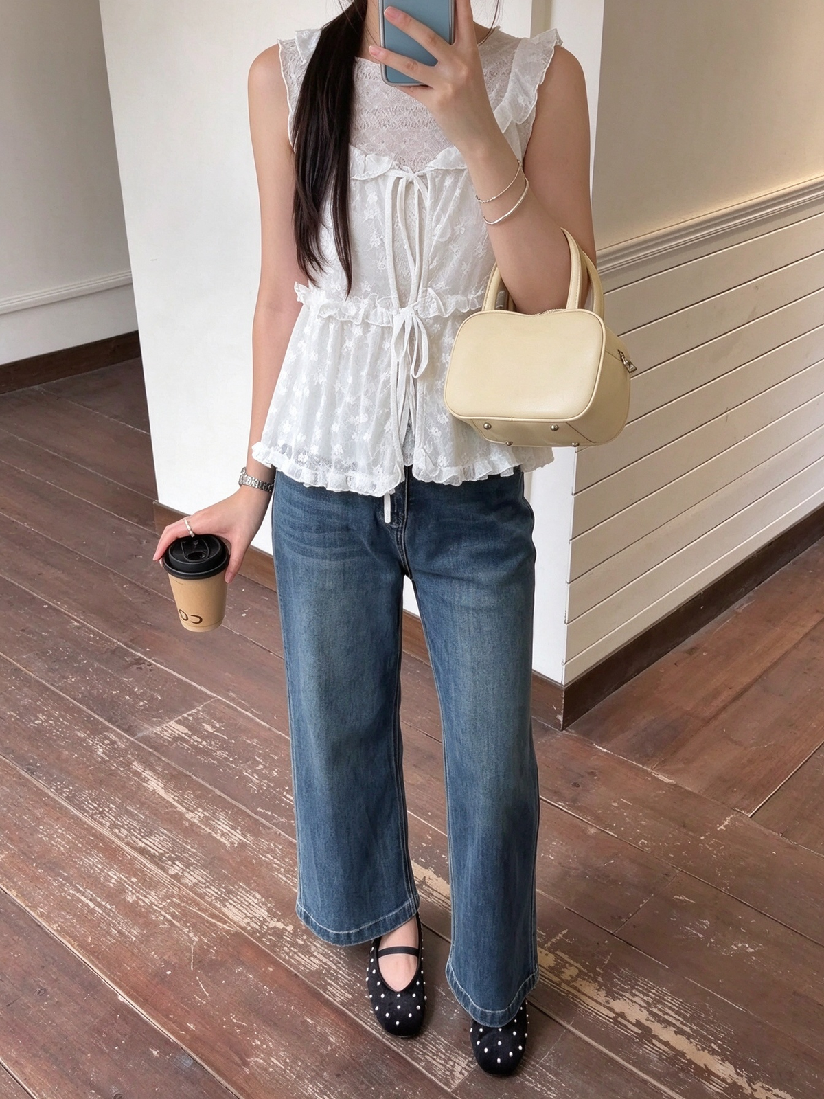 HELLO MILK TEE- 86825   直筒牛仔褲