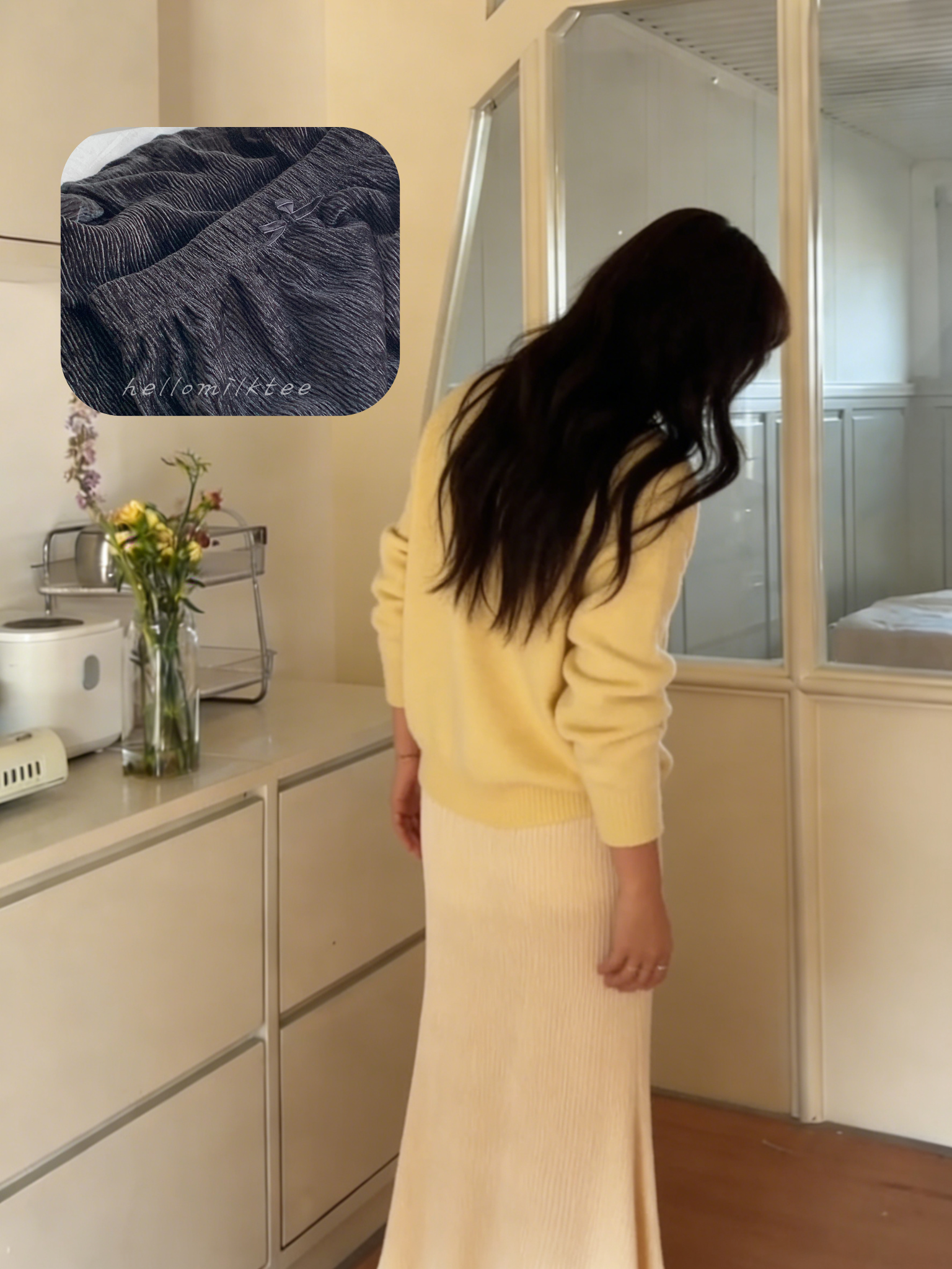 HELLO MILK TEE- 85955 絲絨魚尾裙