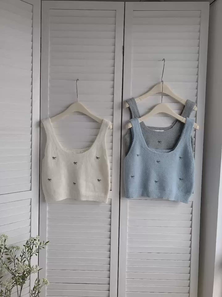 HELLO MILK TEE- 85617 蝴蝶結吊帶